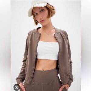 GAPFIT Brushed Power Jacket Cashmere Brown Size M Taupe Bomber Jacket